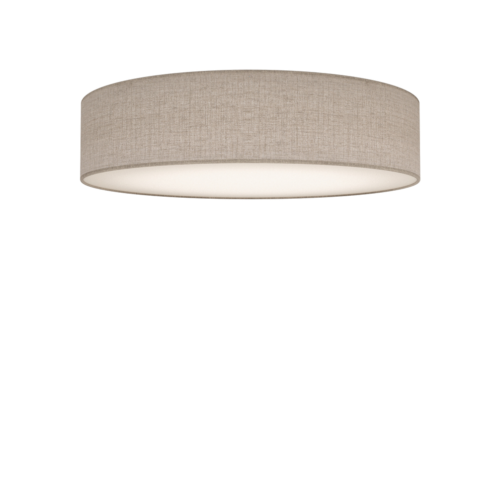 Soft Ø50 Beige linned plafond Fra Belid - Skærmen i hør i en naturlig beige farve er kombineret med en hvid bundplade, der giver et jævnt og blændfrit lys.
