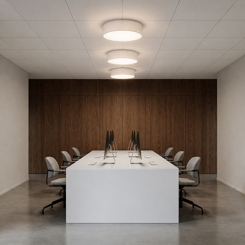 Soft Ø60 Hvidt linned plafond Fra Belid - Soft er en stilfuld loftslampe, der spreder et bl&oslash;dt og behageligt lys i rummet.