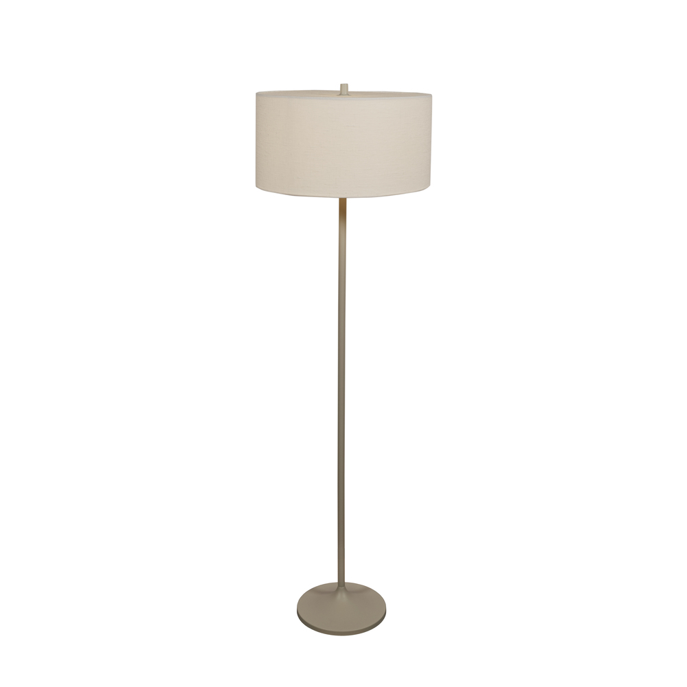 Soft Hvid/sand gulvlampe Fra Belid - Soft gulvlampe er en stilfuld og harmonisk lampe med en sk&aelig;rm i hvid, europ&aelig;isk dyrket h&oslash;r og en netstang i sandfarvet metal.