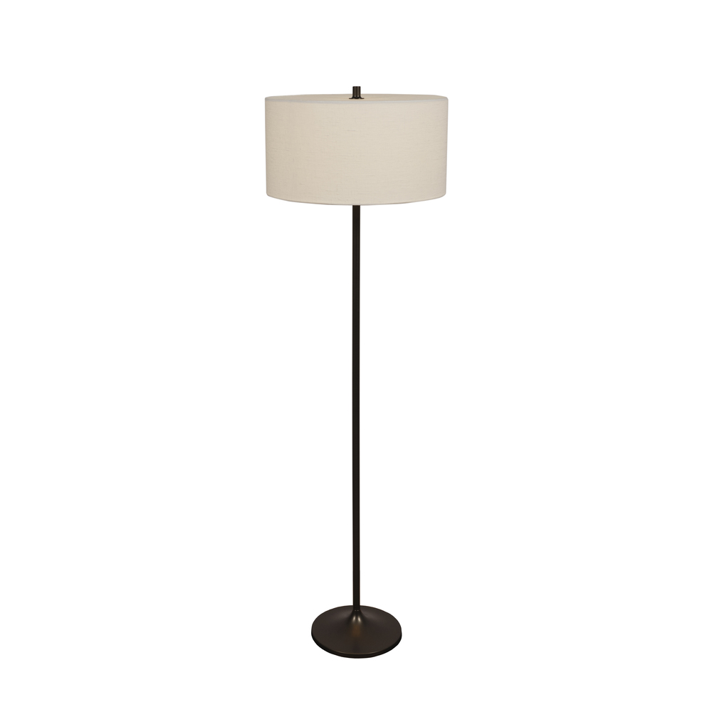 Zoom billede af Soft Hvid/bronze gulvlampe Fra Belid - Soft gulvlampen er en stilfuld og harmonisk lampe med en sk&aelig;rm i hvid, europ&aelig;isk dyrket h&oslash;r og en metalstang i en metallisk bronzefarve.
