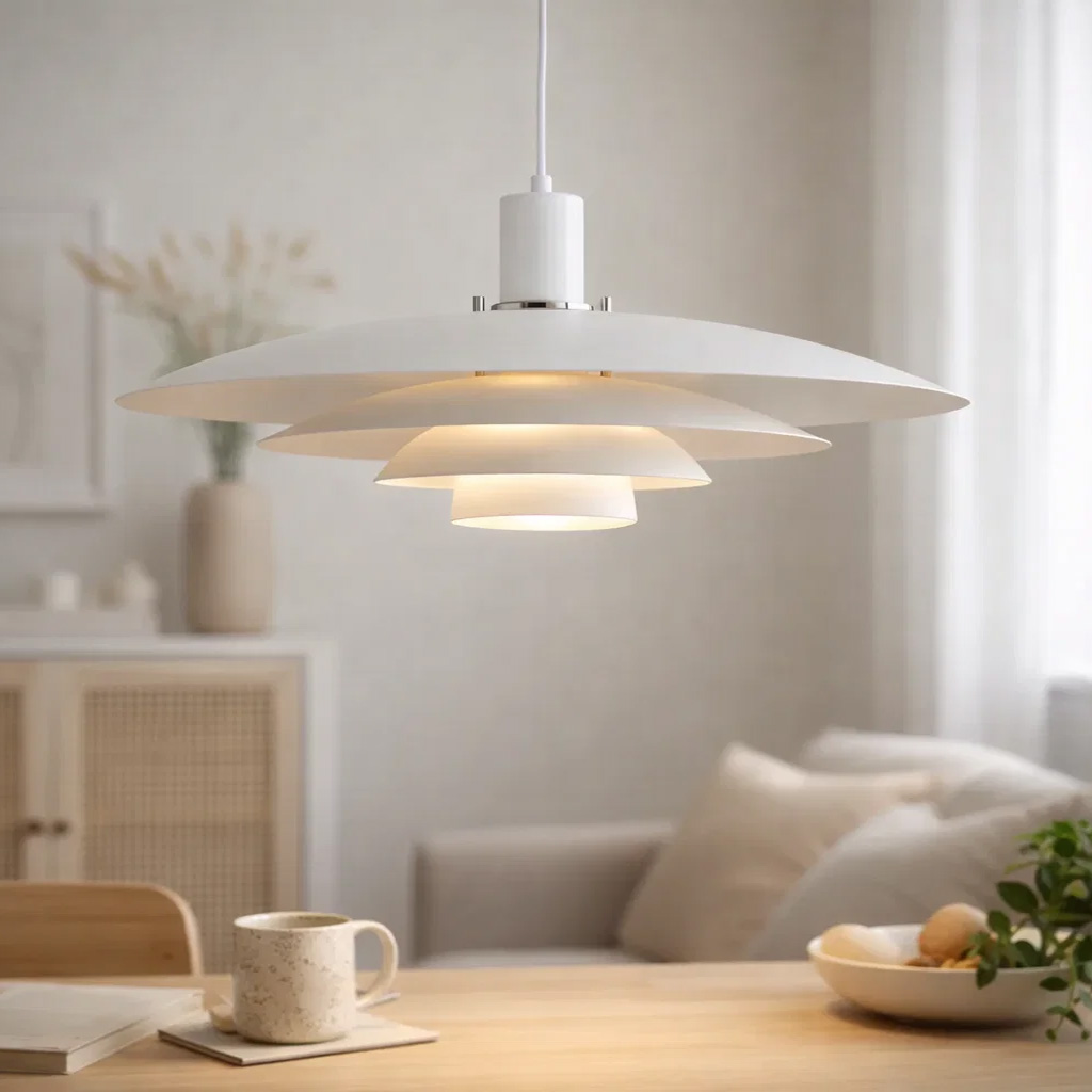 Stealth Ø50 Hvid loftslampe Fra Nordic Lighting - Lampen leveres med to s&aelig;t detaljer - knapper og ringe i b&aring;de krom og hvid - s&aring; du kan v&aelig;lge udtrykket og tilpasse designet til din indretning.