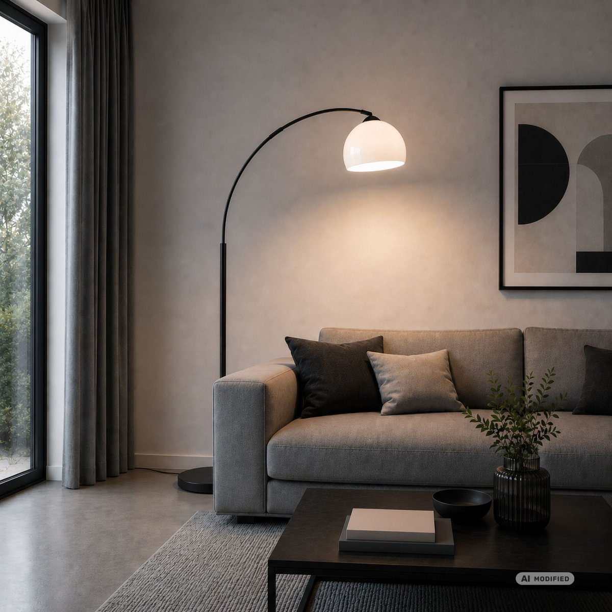 Vessa Sort gulvlampe Fra Brilliant - Vessa er en stilfuld gulvlampe i sort metal med en hvid plastiksk&aelig;rm, der giver lampen et bl&oslash;dt og elegant udtryk.