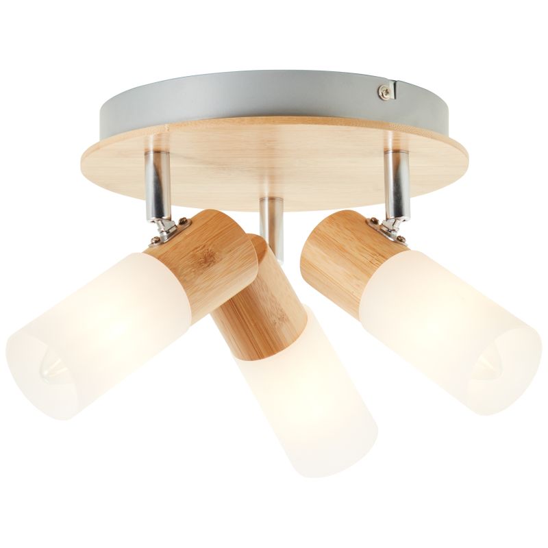 Babsan 3 Træ spotlight Fra Brilliant - Lampen kan monteres både i loftet og på væggen og er altid et stilfuldt indslag.