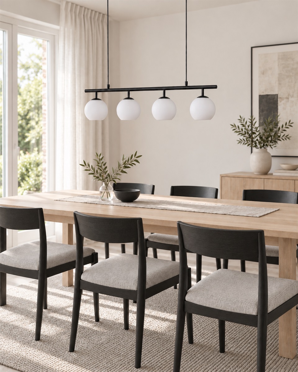 Globi 4 78cm Sort og hvid loftslampe Fra Nordic Lighting - Globi bliver et dekorativt blikfang, der passer lige godt i moderne hjem som i mere klassiske miljøer.