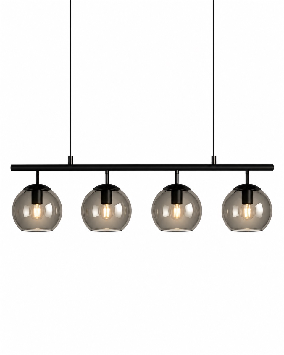 Globi 4 78cm Sort/Røget loftslampe Fra Nordic Lighting - Globi bliver et dekorativt blikfang, der passer lige godt i moderne hjem som i mere klassiske milj&oslash;er.