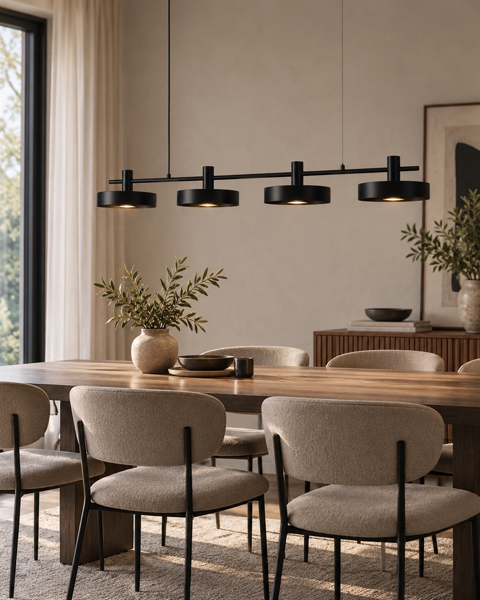 Birillo 130cm Sort loftslampe Fra Nordic Lighting - Birillo er en moderne metalpendellampe med et stilfuldt og grafisk design.