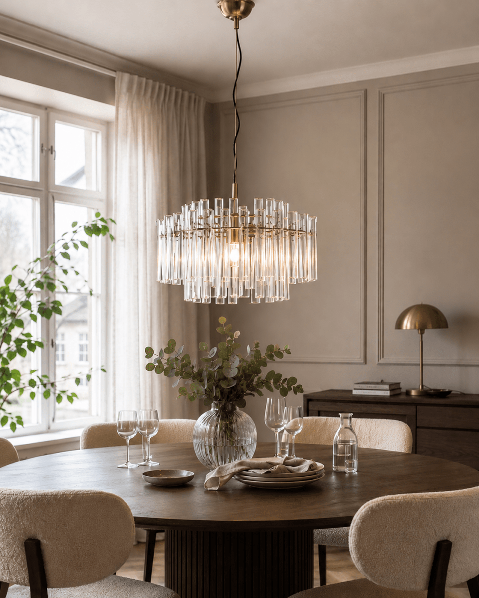 Lancaster Ø54 Messing/transparent loftslampe Fra Lampan - En lampe, der kombinerer elegance og enkelhed p&aring; en harmonisk m&aring;de - og som l&oslash;fter interi&oslash;ret med sin diskrete gl&oslash;d og tidl&oslash;se charme.