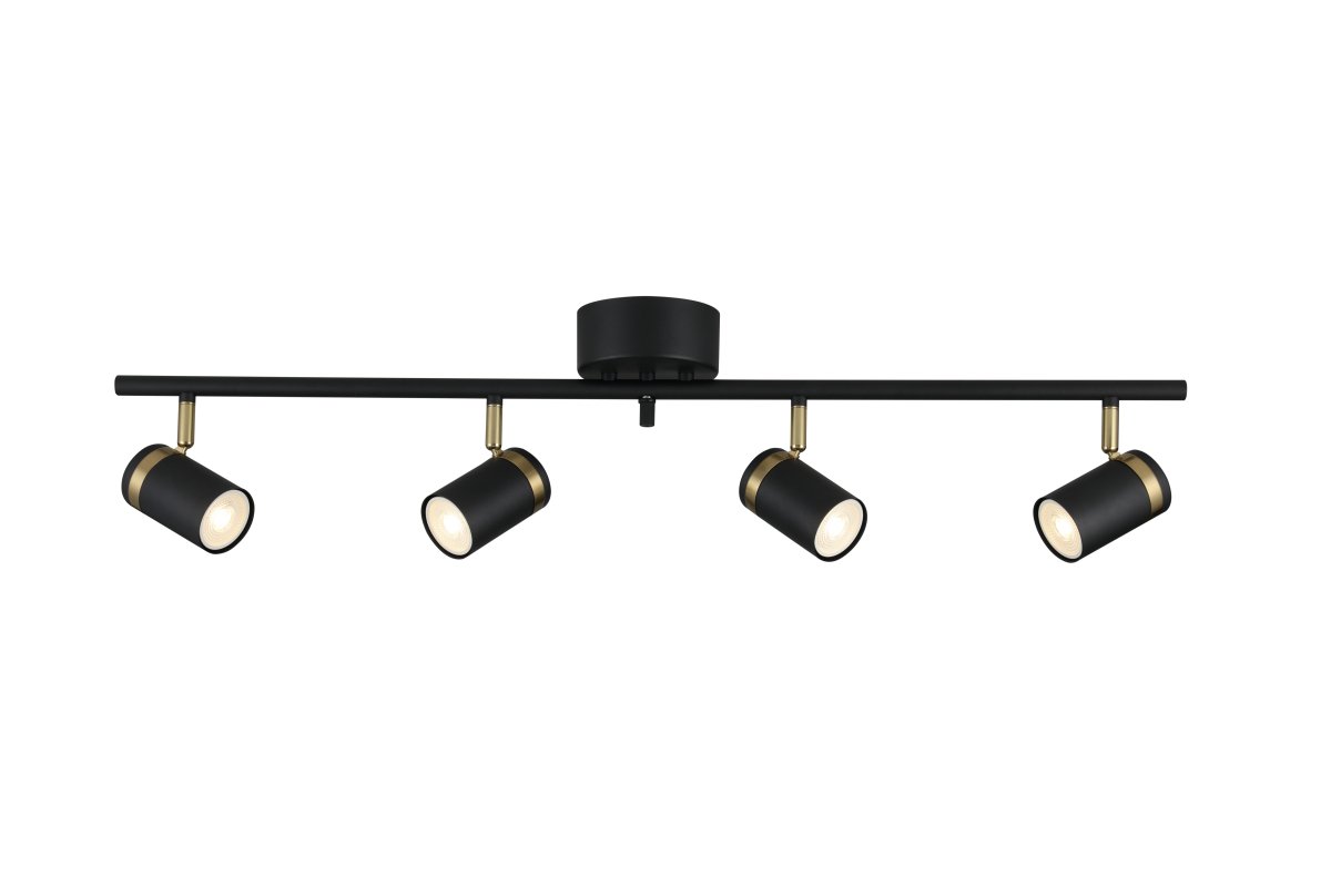 Lynx 4 Sort spotlight Fra Nordic Lighting - Lynx er en elegant spotlight med et industrielt design i sort metal med messingdetaljer.