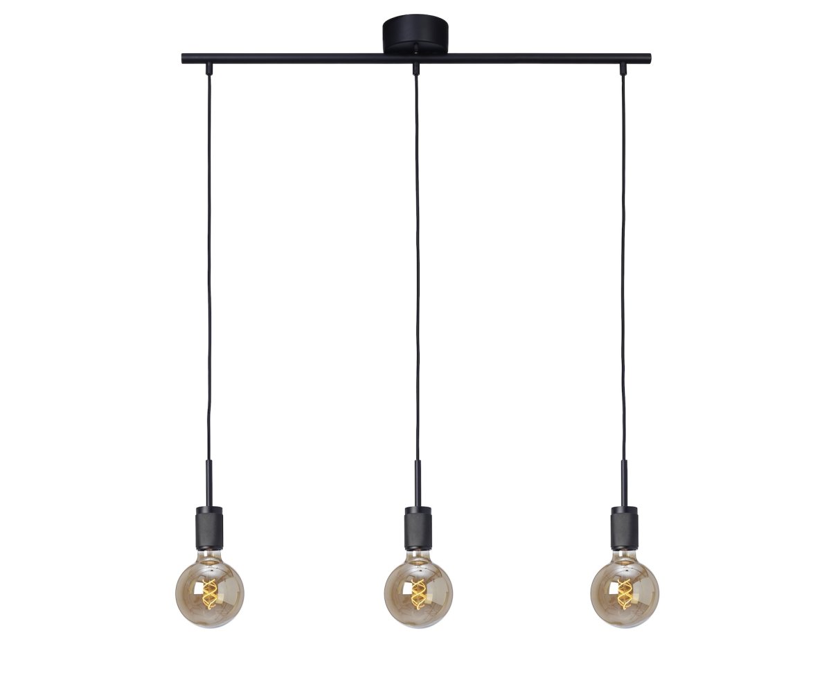 Rille 85cm Sort loftslampe Fra Cottex - De tre hængende lyspunkter skaber et luftigt og afbalanceret design, perfekt til at oplyse større områder.