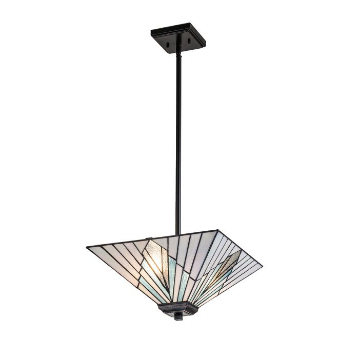 Alderley 38cm Flerfarvet Fra Elstead Lighting - Metalkomponenterne har en dyb vintage bronzefinish og et klassisk art deco-design, der giver et tidløst og elegant look.