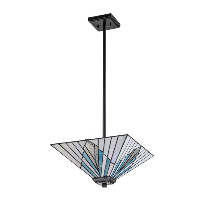 Alderley 38cm Flerfarvet Fra Elstead Lighting - Metalkomponenterne har en dyb vintage bronzefinish og et klassisk art deco-design, der giver et tidløst og elegant look.