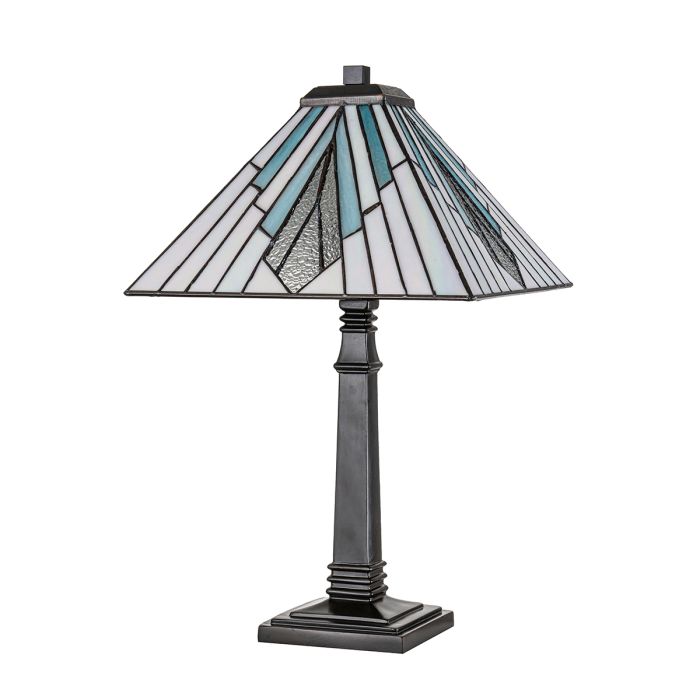 Alderley 50cm Flerfarvet Fra Elstead Lighting - Metalkomponenterne har en dyb vintage bronzefinish og et klassisk art deco-design, der giver et tidløst og elegant look.