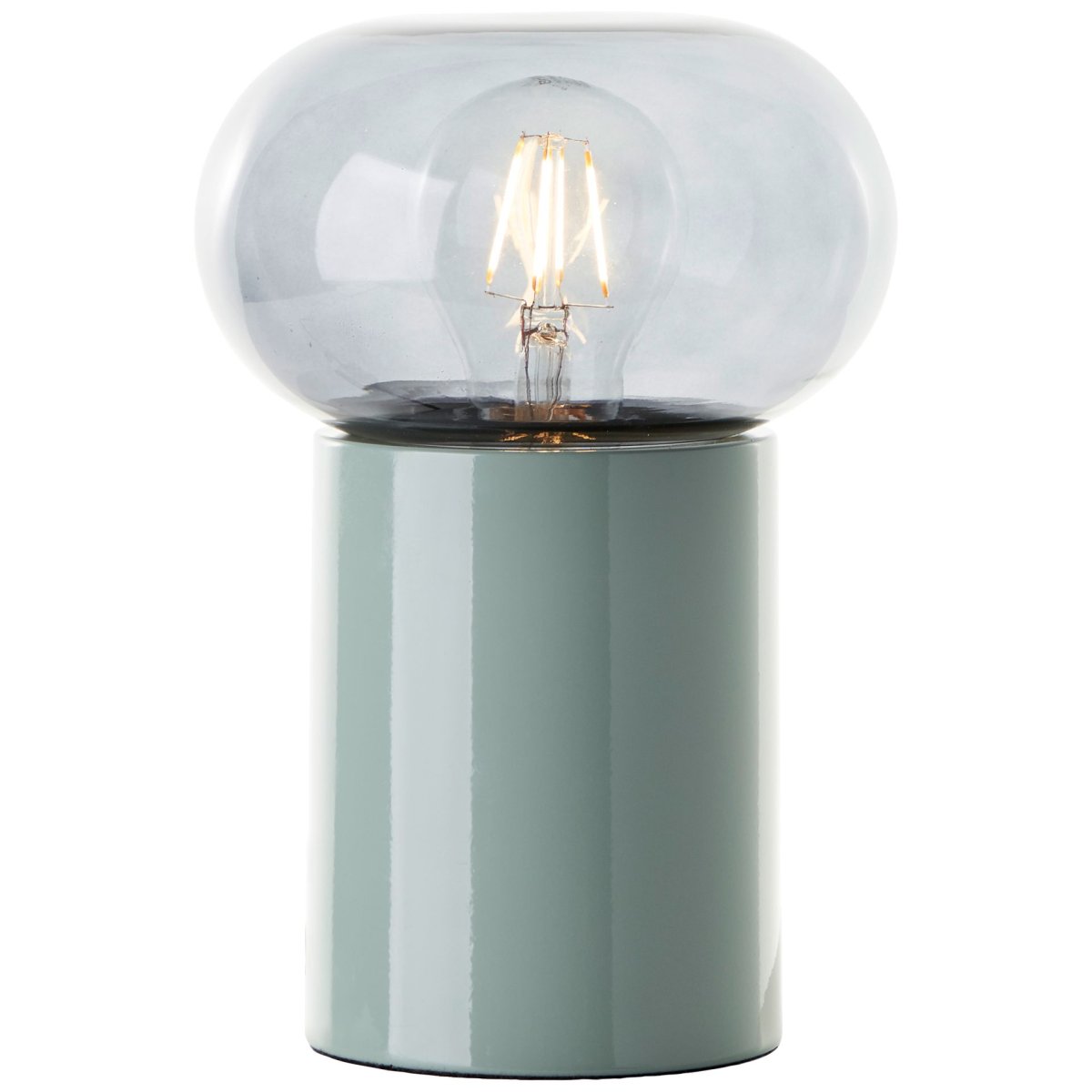 Knut 22cm Grøn bordlampe Fra Brilliant - Denne stilfulde bordlampe kombinerer metal og glas i et moderne og dekorativt design.