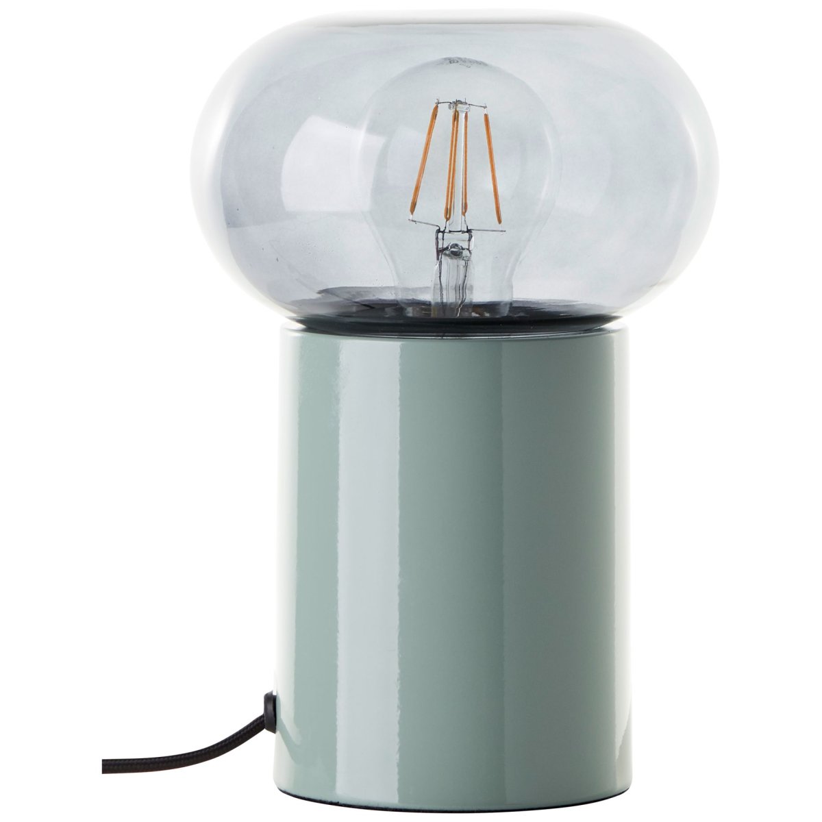Knut 22cm Grøn bordlampe Fra Brilliant - Denne stilfulde bordlampe kombinerer metal og glas i et moderne og dekorativt design.