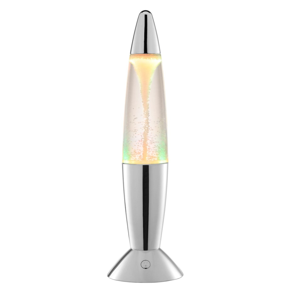 Stormlight 36cm Krom børnelampe Fra Brilliant - Stormlight er en dekorativ, bærbar bordlampe, der kombinerer det klassiske retrodesign af en lavalampe med en fascinerende tornadoeffekt.