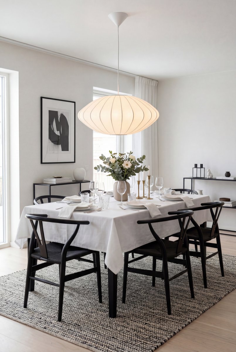 Josefine Ø50 Hvid loftslampe Fra Aneta Lighting - Josefine pendellampen er en elegant lampe med en bl&oslash;d og harmonisk form, der giver rummet et behageligt udtryk.
