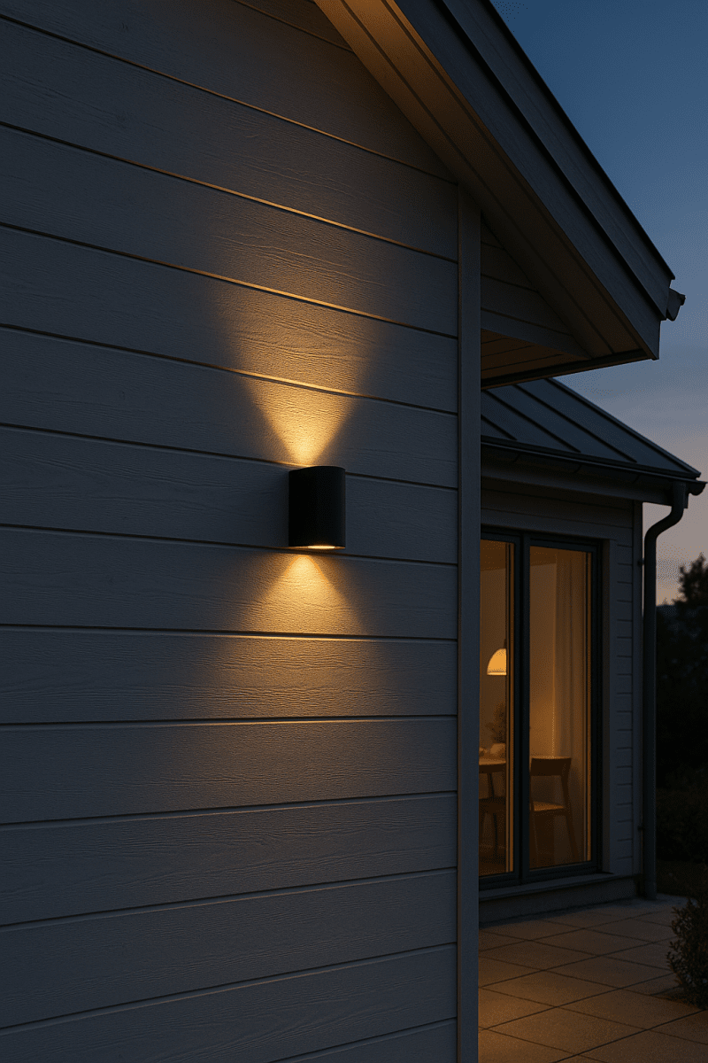 Tor duo Sort udendørslampe Fra Lampan - Lampan lyser fint ner och upp p&aring; v&auml;ggen och skapar en h&auml;rlig atmosf&auml;r.