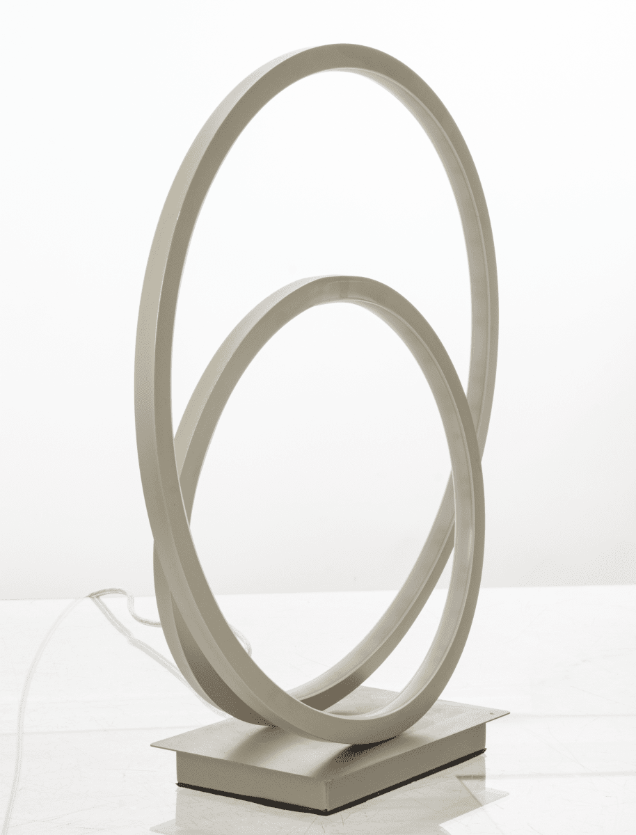 Loop 37cm Stål bordlampe Fra Aneta Lighting - Integreret 14W LED, der kan dæmpes med en 3-trins lysdæmper p&aring; lampefoden.
