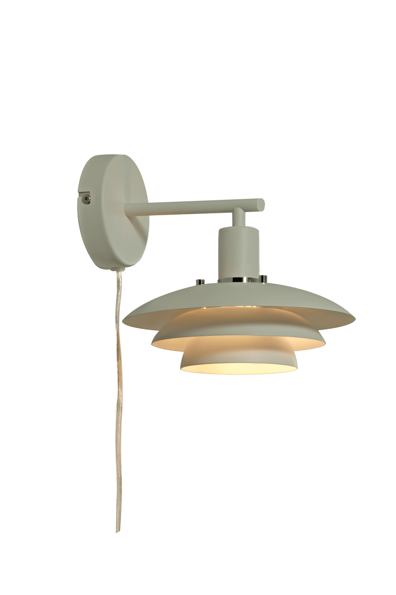 Epsilon 24cm Beige væglampe Fra Aneta Lighting - Epsilon v&aelig;glampe i et klassisk design med et moderne udtryk, har en tredelt metalsk&aelig;rm, der fordeler lyset p&aring; en flot m&aring;de og modvirker bl&aelig;nding.