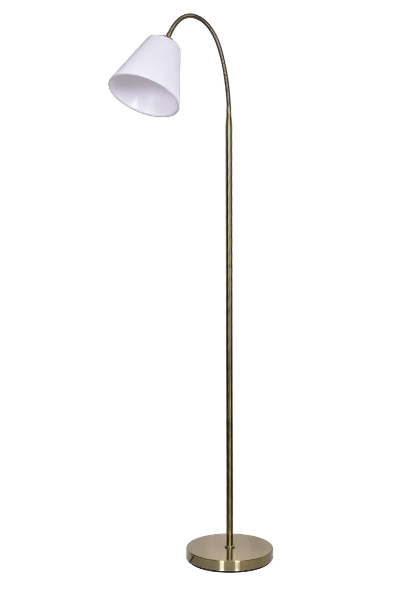 Uno Antik messing gulvlampe Fra Lampan - Uno er en elegant metalgulvlampe med en smuk antik messingfinish, der giver et varmt og klassisk udtryk.