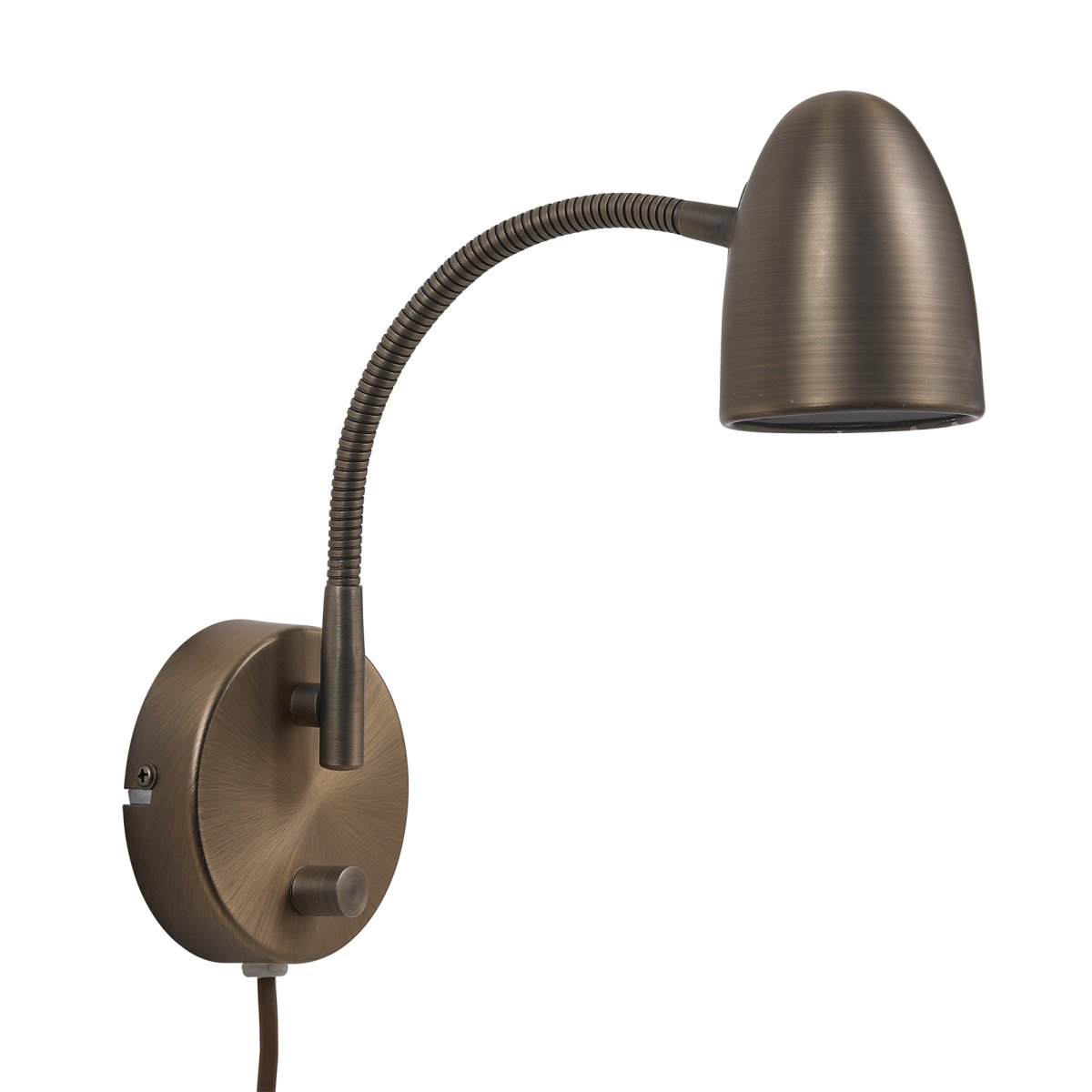 Koster Oxid brun læselampe Fra Armaturhantverk - Lampen har en praktisk lysdæmper på bunden og er en funktionel og dekorativ tilføjelse til dit hjem.