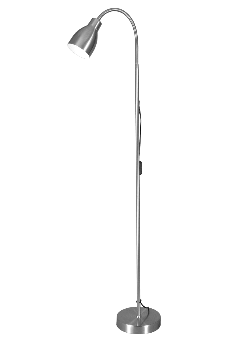Sarek Stål gulvlampe Fra Aneta Lighting - Sarek er en stilfuld gulvlampe i matbørstet metal med flexarm for nem justering af lyset.