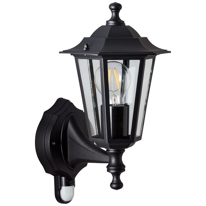 Carleen Sort udendørslampe Fra Brilliant - Den indbyggede bevægelsessensor tænder automatisk lampen i mørket, når det er nødvendigt.