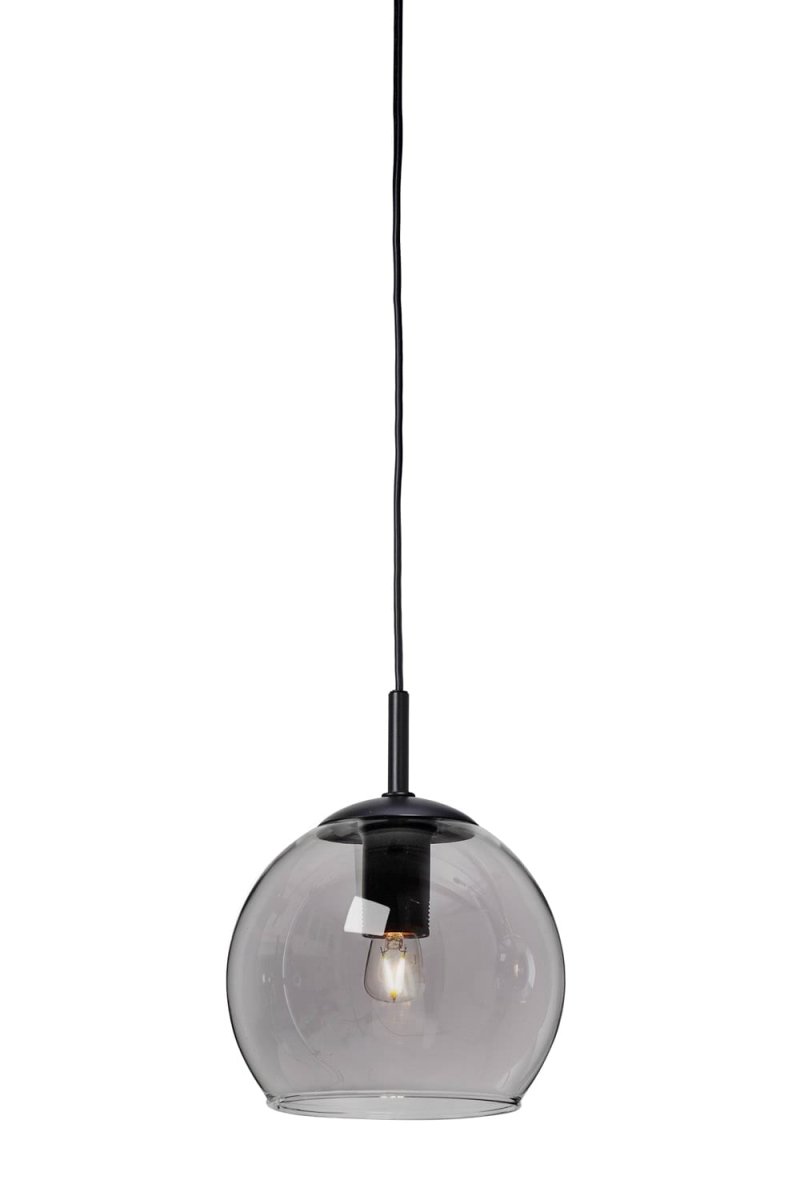 Zoom billede af Capella Ø15 Røgfarvet vindueslampe Fra Cottex - Capella vindueslampe i sort metal med en r&oslash;get glaskugle er perfekt til at skabe stemningsfuld belysning i vinduet.