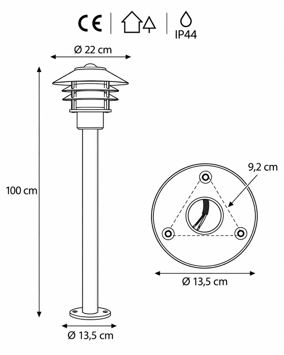 Ystad 100cm Sort pullerter Fra Nordic Lighting - Ystad er en klassisk pullert i sort aluminium med klare glaselementer.
