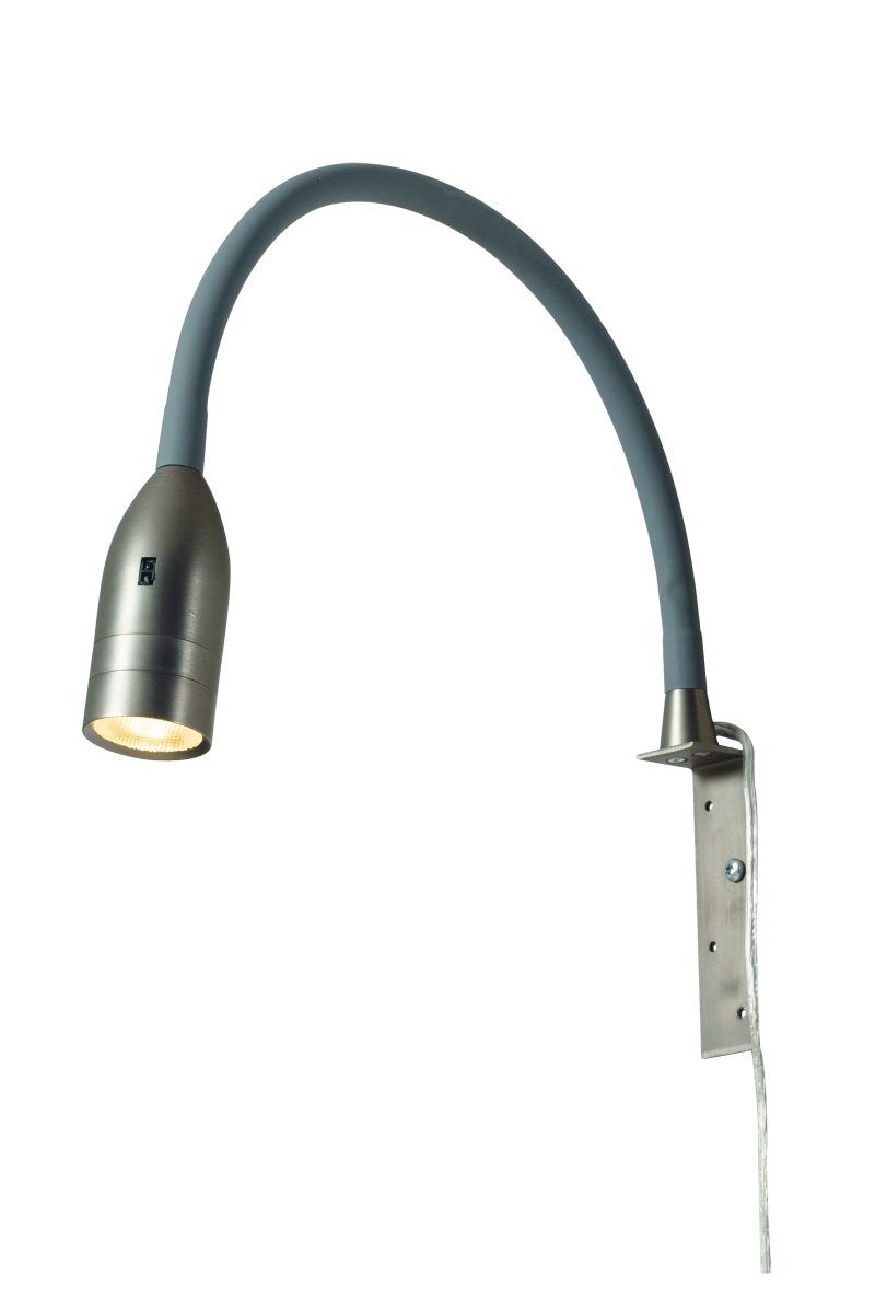 Sensilo Tin/grå læselampe Fra Aneta Lighting - Lysstyring (t&aelig;nd/sluk/d&aelig;mp) sker med den geniale sensor, der er let tilg&aelig;ngelig p&aring; lampehovedet.
