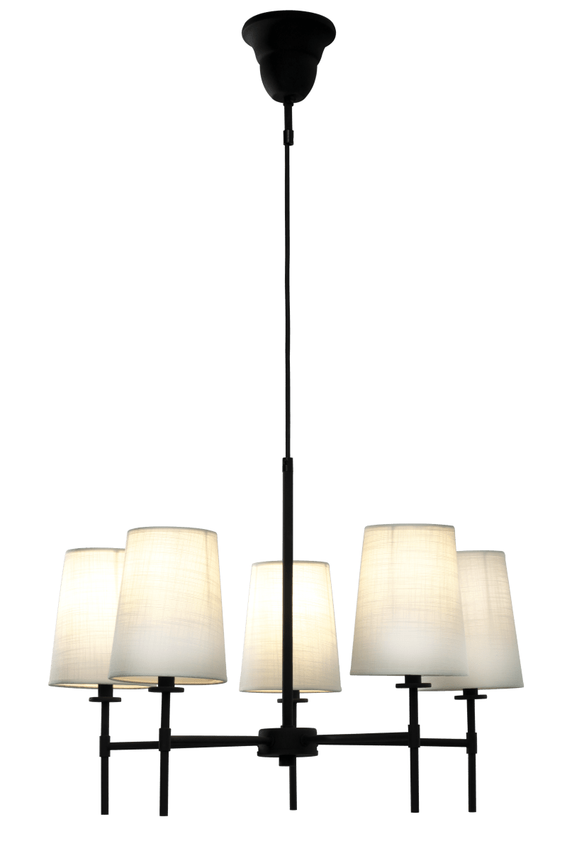 Verbier Ø58 Sort loftslampe Fra Aneta Lighting - Verbier er en femarmet lysekrone i et klassisk og tidløst design.